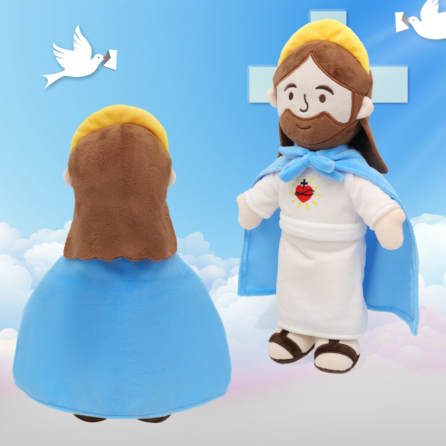 Jesus Plush Toy with Cape-Blue