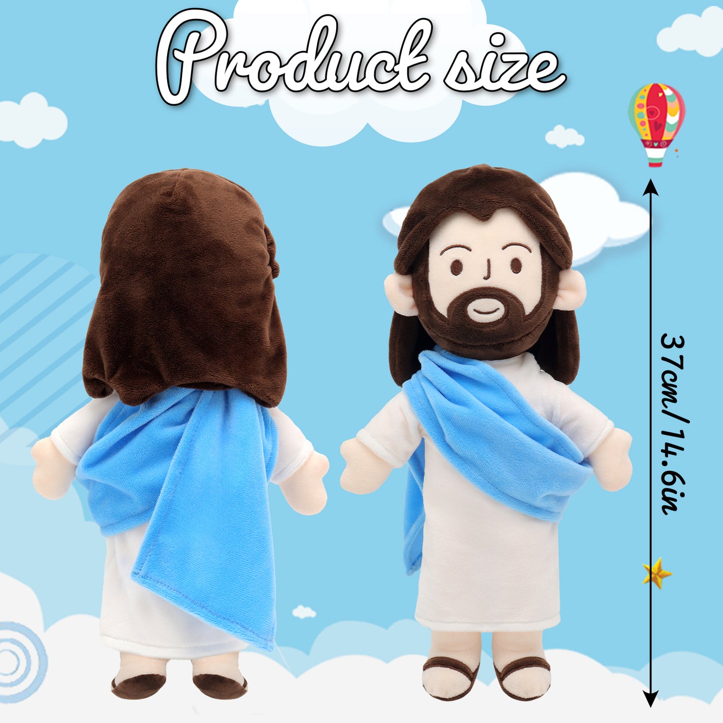 Jesus Plush Toy - Purple/Red/Blue
