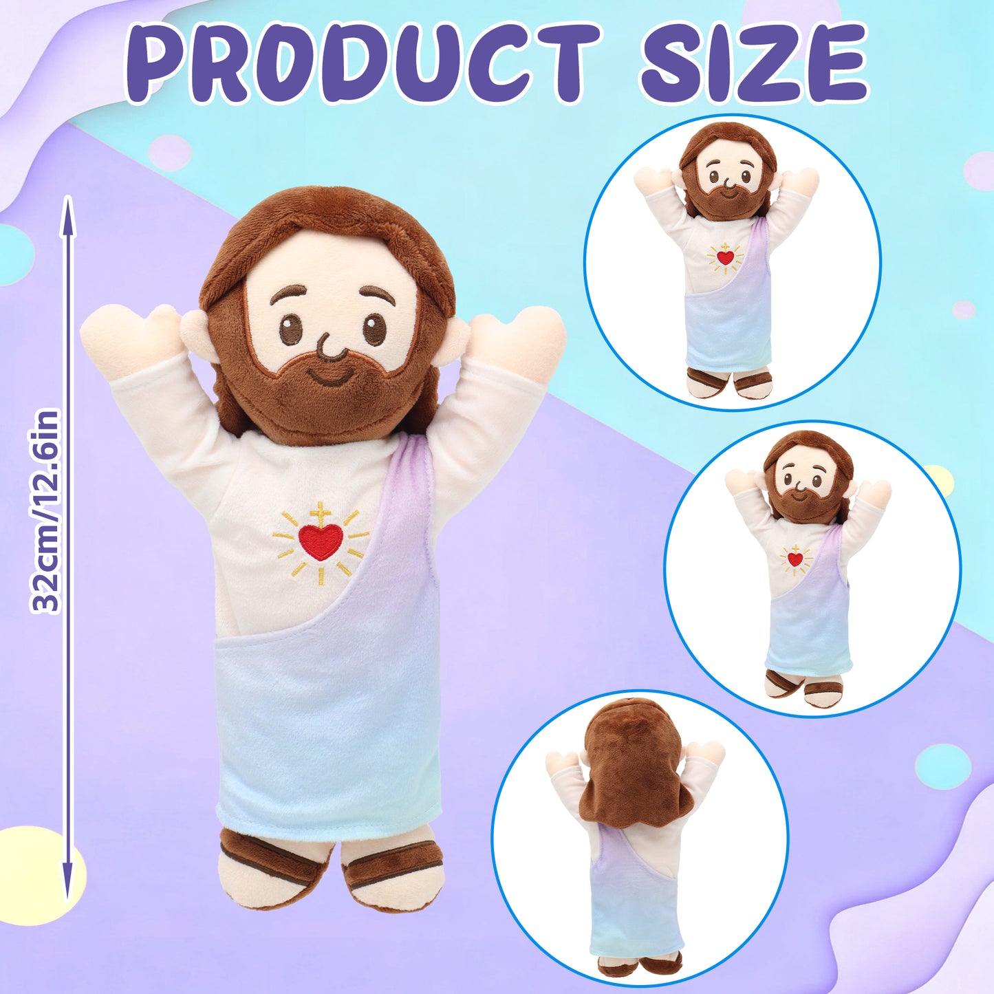Gradient color Jesus Plush Toy with Heart