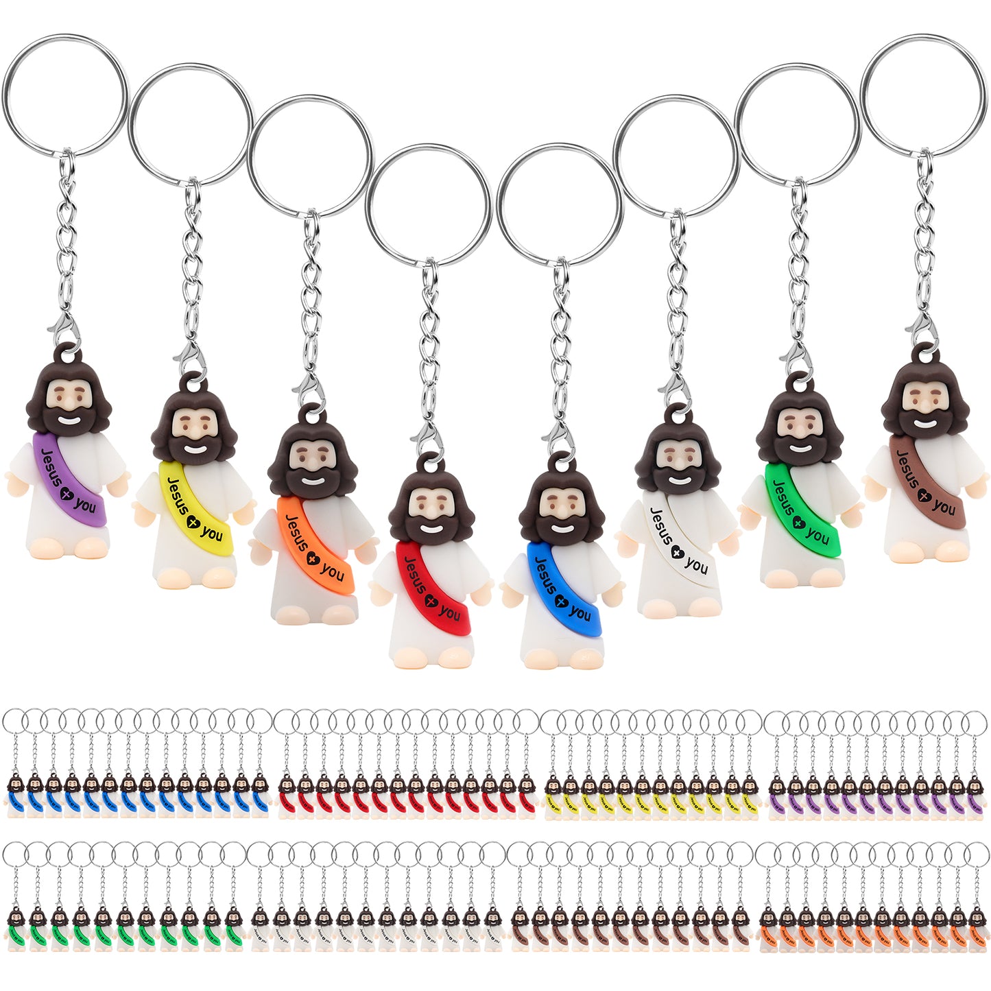 Mini Jesus Figures Keychain with Words