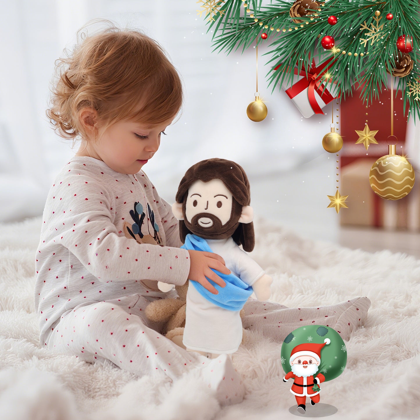 Jesus Plush Toy - Purple/Red/Blue