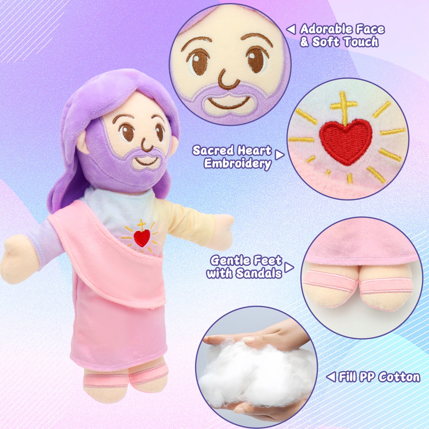 Macaron Jesus Plush Toy with Heart