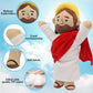 Red Jesus plush with Hands Upwards-White/Brown