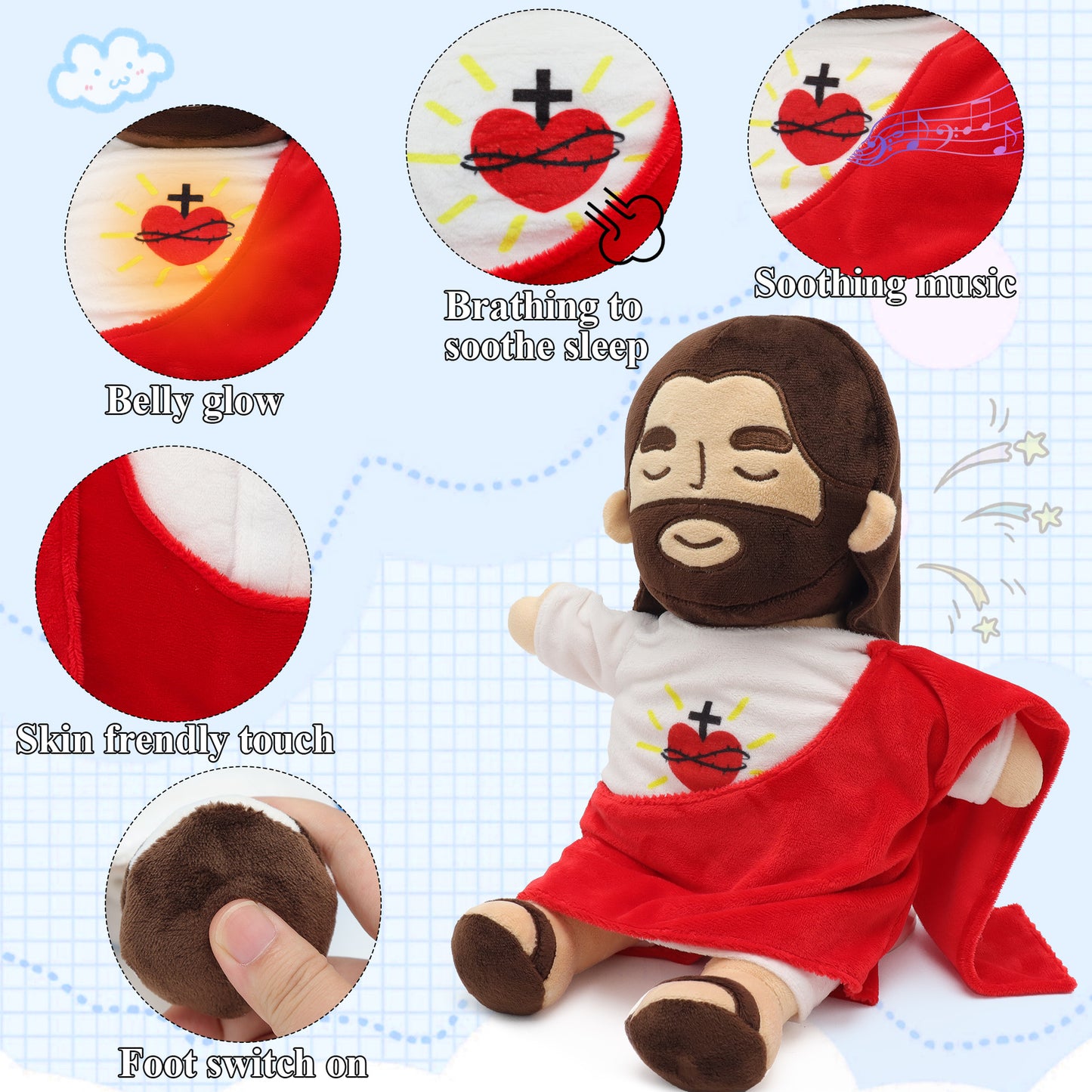 Breathing Jesus Plush Toy-Brown Sacred Heart of Jesus