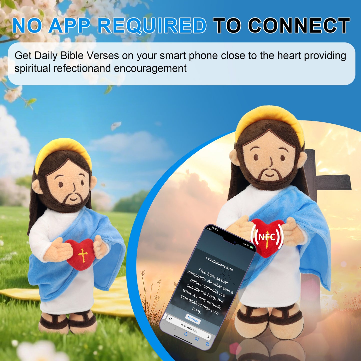 Jesus Plush with NFC Daily Bible Verse