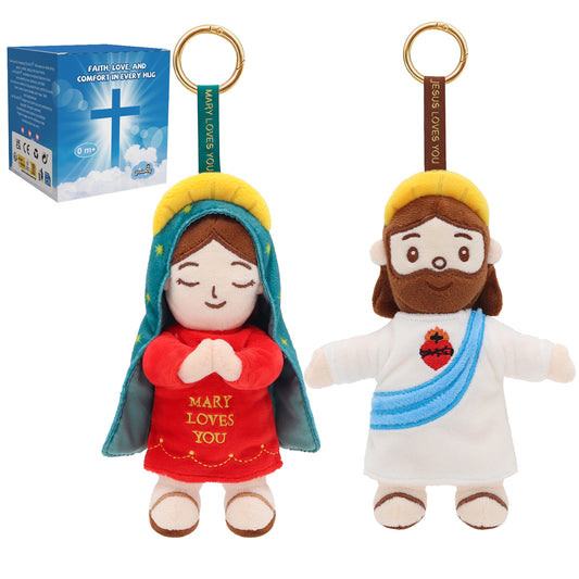 Jesus and Virgen de Guadalupe Plush Keychain