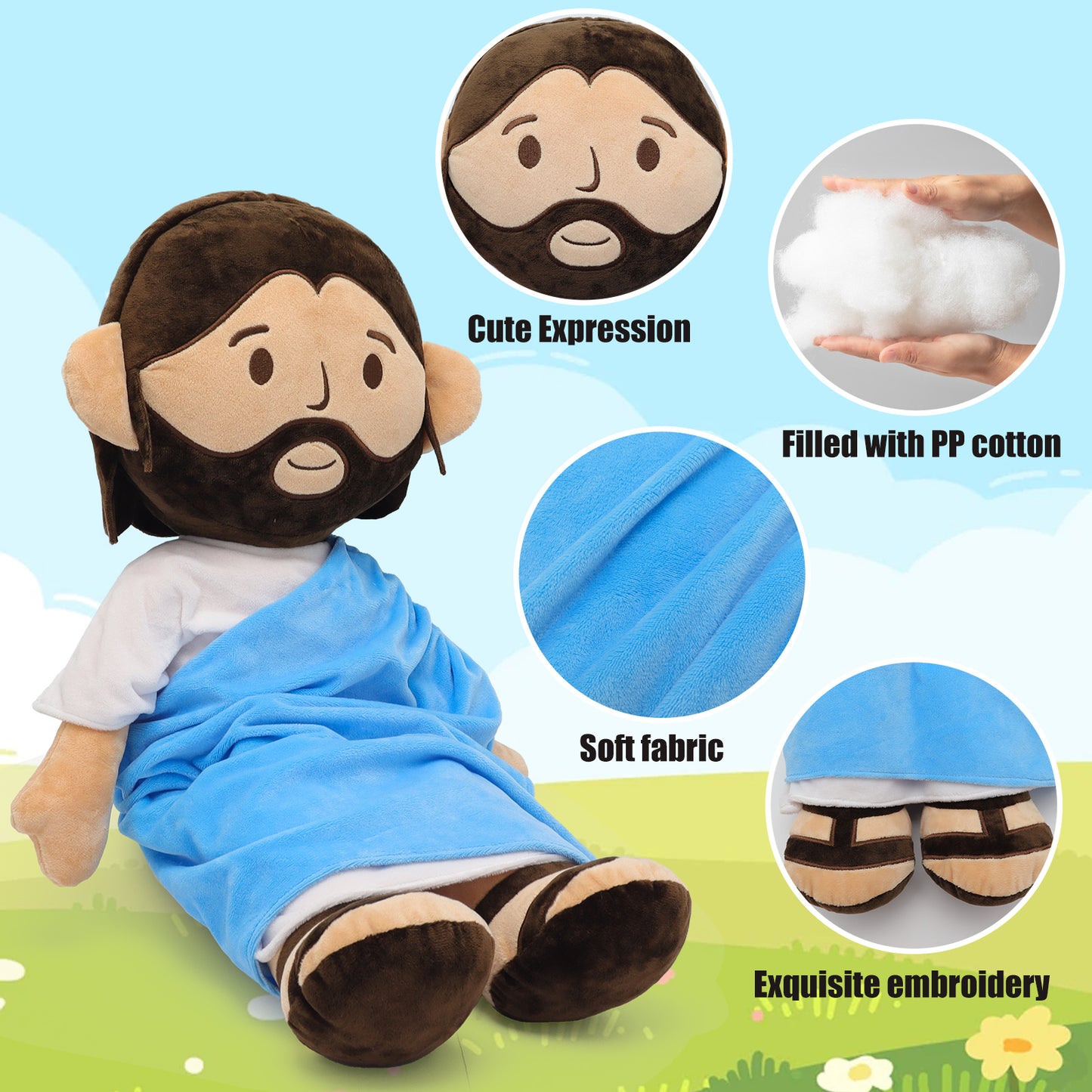 Blue Jeusu Plush Toy-25.6inch