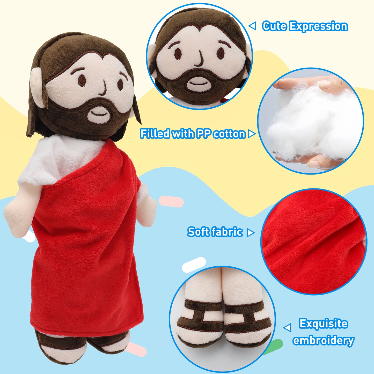 Red Jesus plush-White/Brown