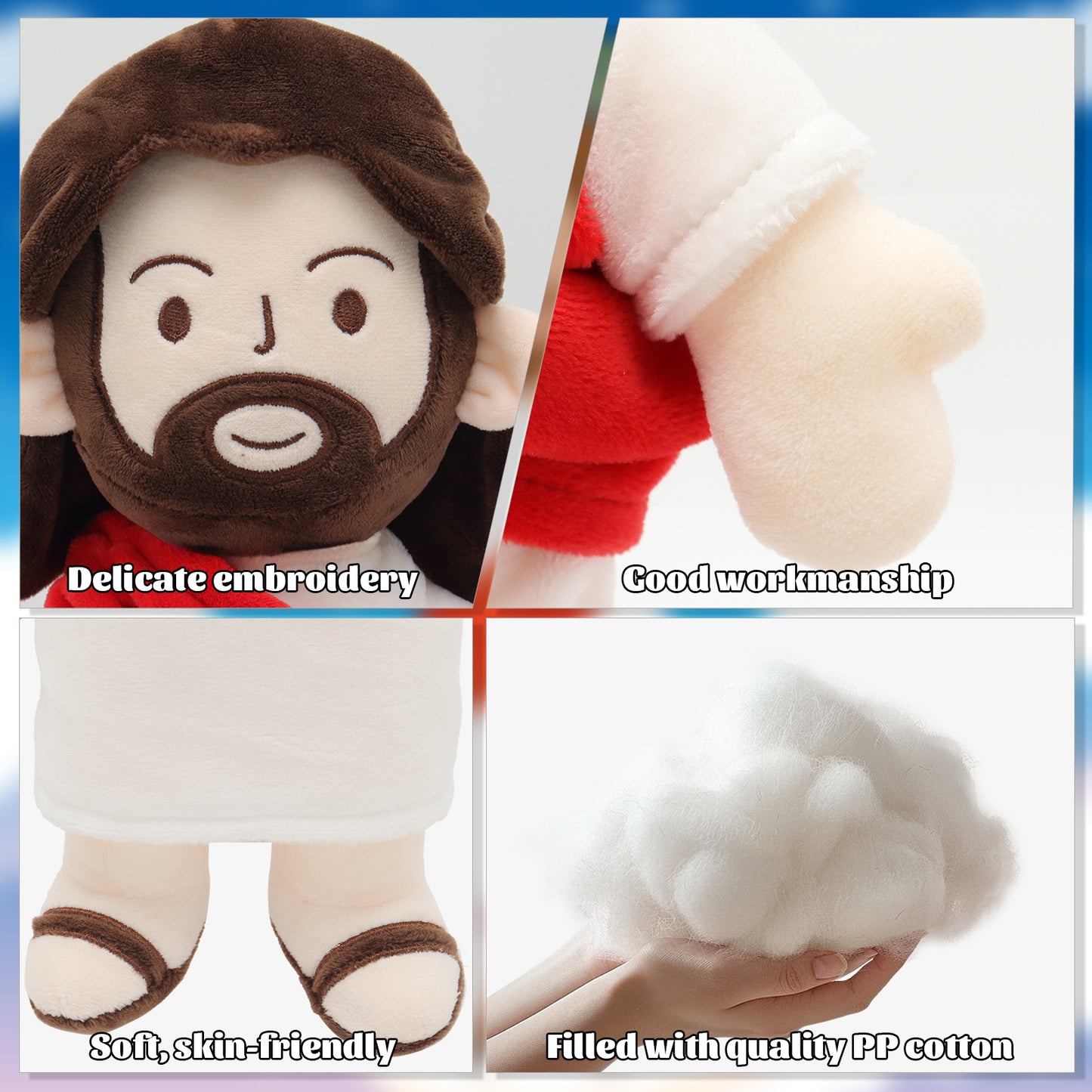 Jesus Plush Toy - Purple/Red/Blue