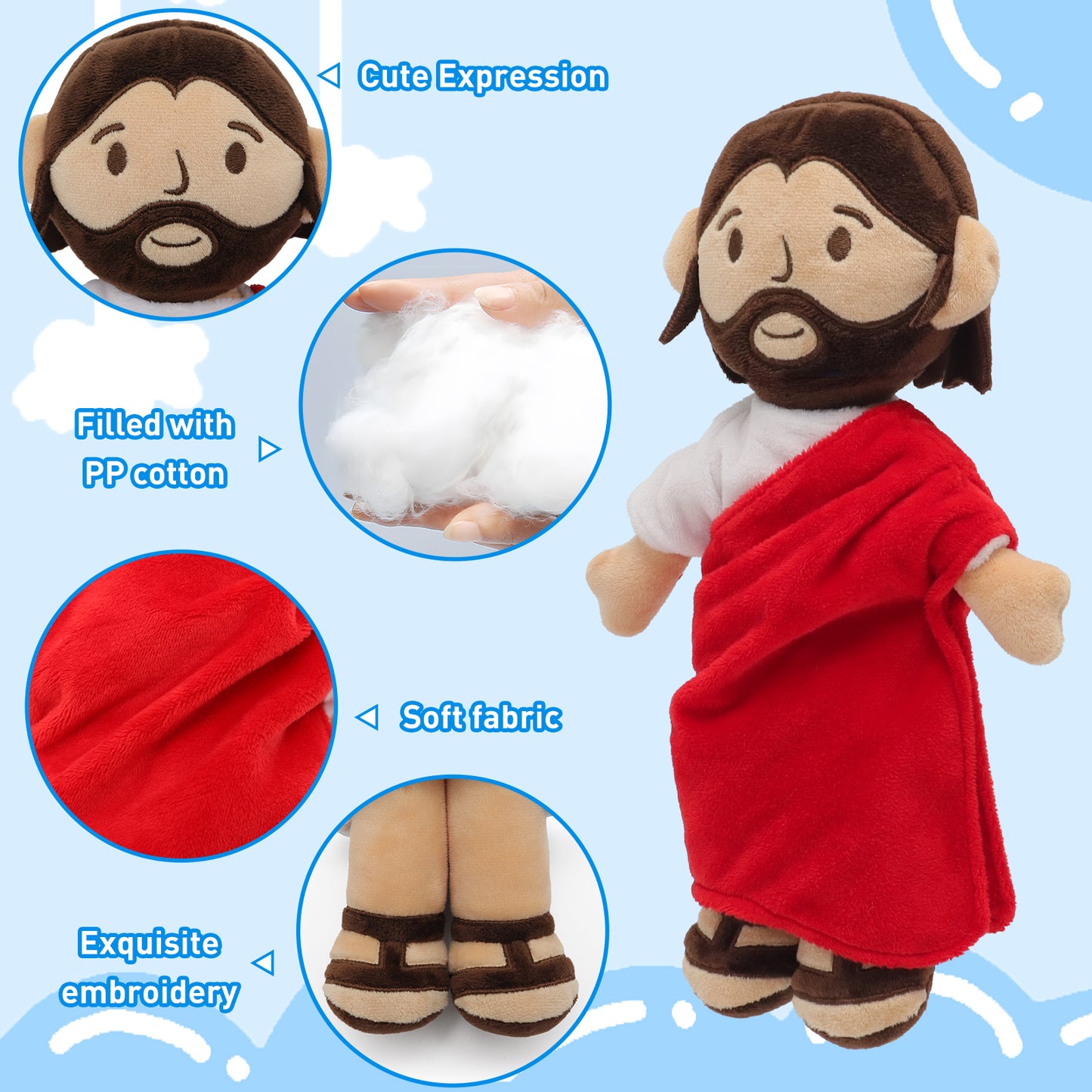 Red Jesus plush-White/Brown