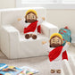 Red Jesus plush with Hands Upwards-White/Brown