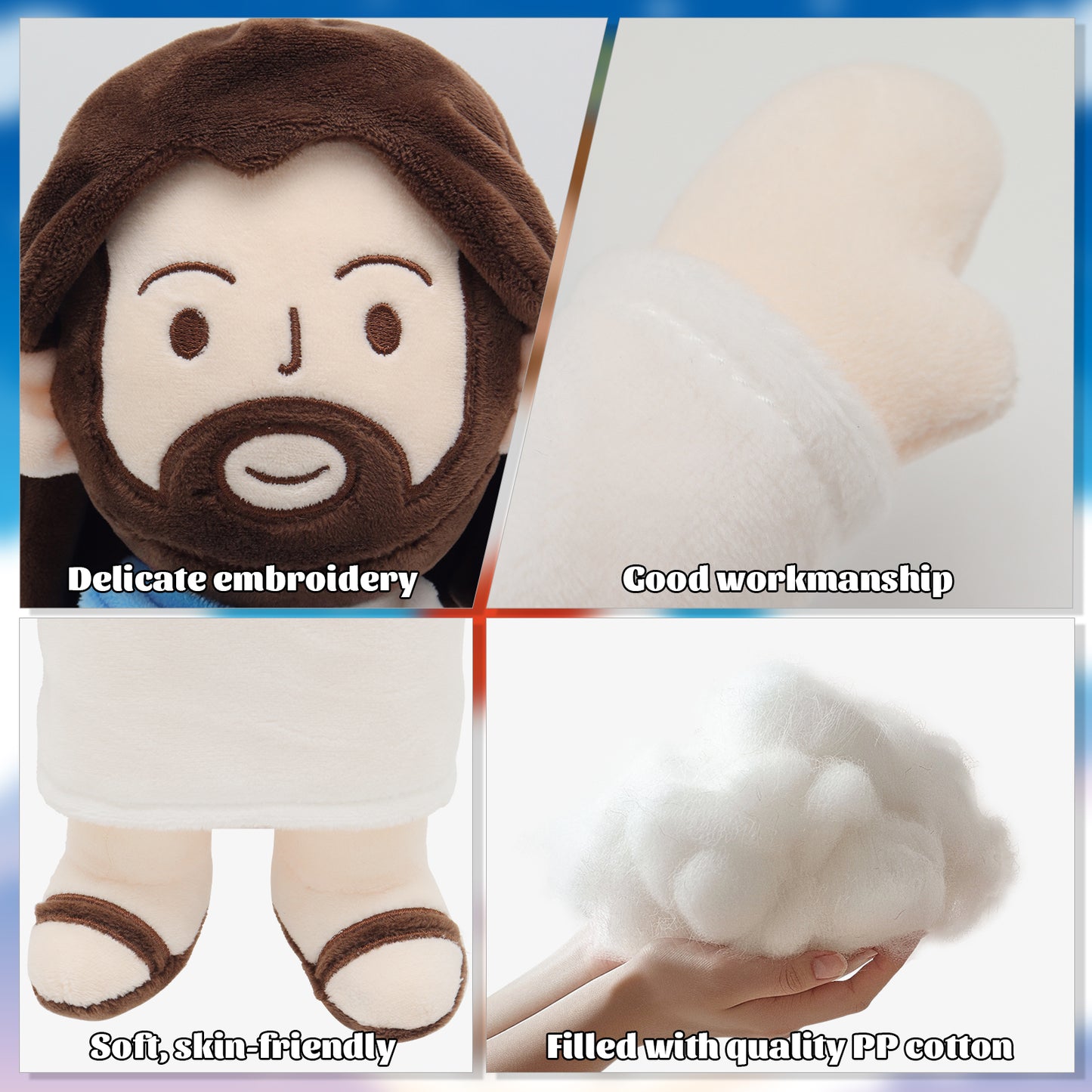 Jesus Plush Toy - Purple/Red/Blue