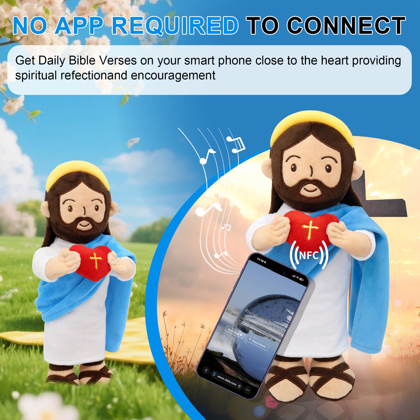 Jesus Plush with NFC Daily Bible Verse