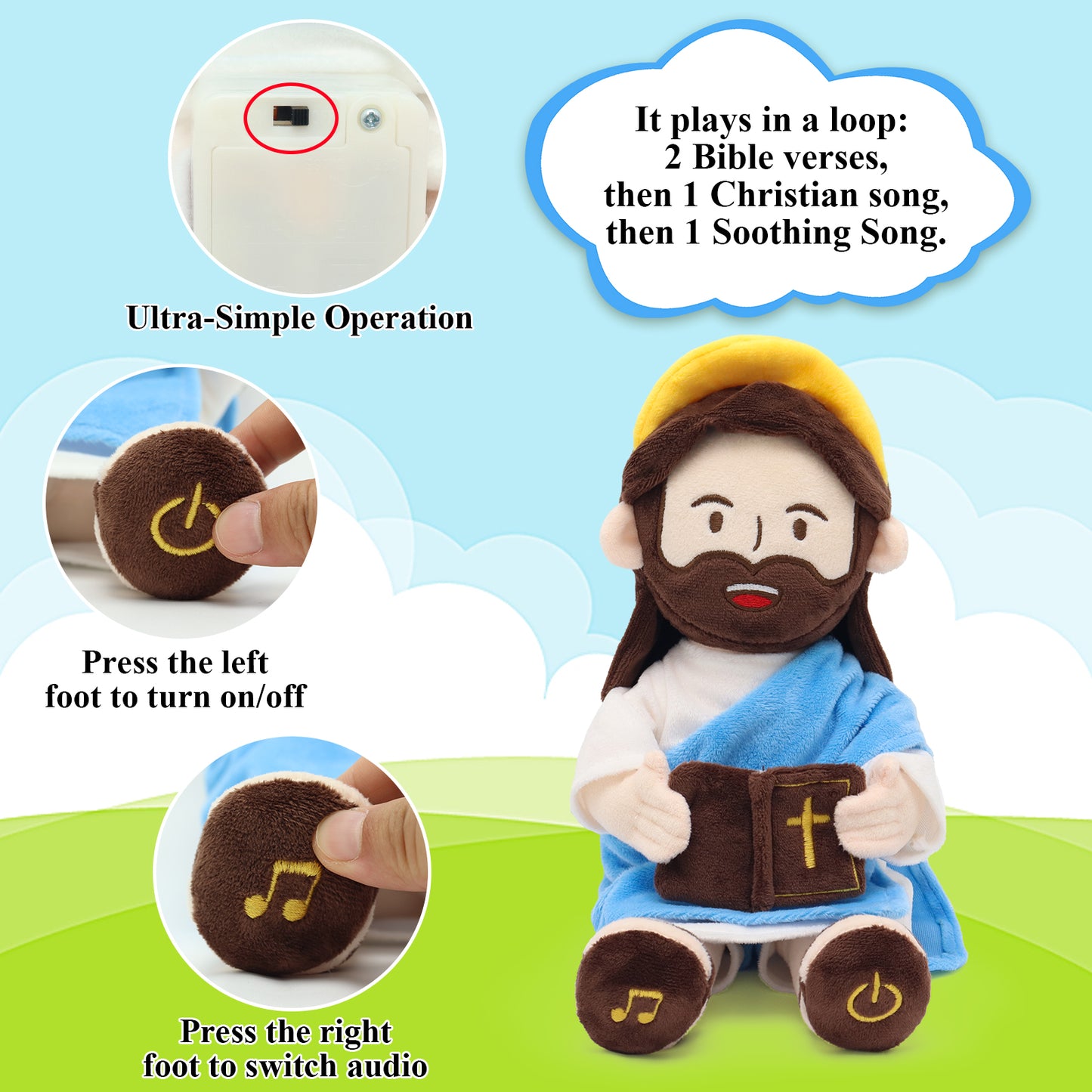 The Talking Jesus Plush Toy with Halo