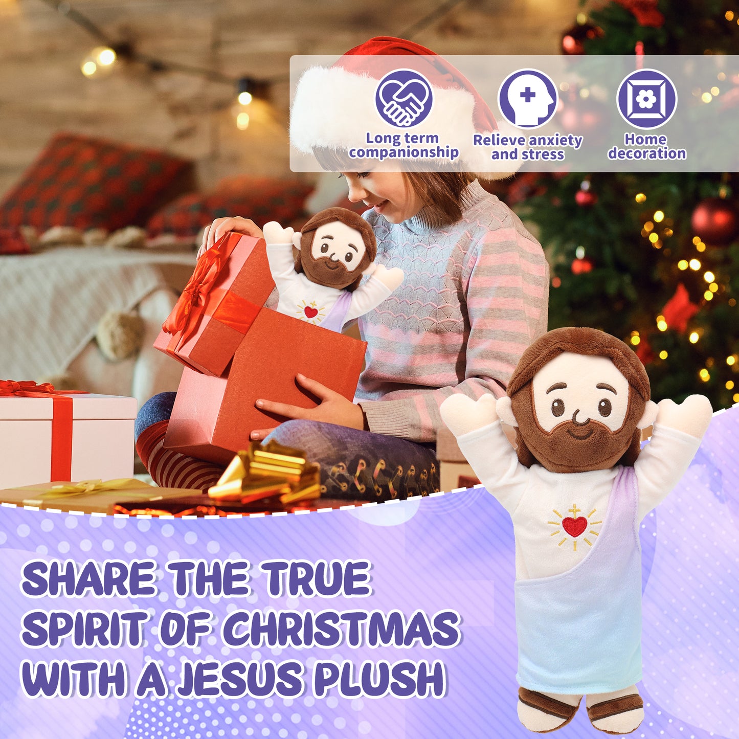 Gradient color Jesus Plush Toy with Heart