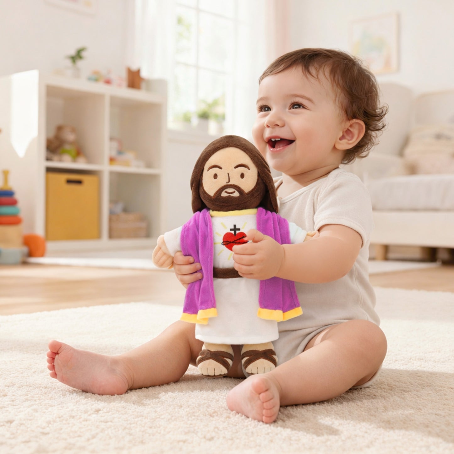 Purple Jesus Plush with Gold-Trimmed