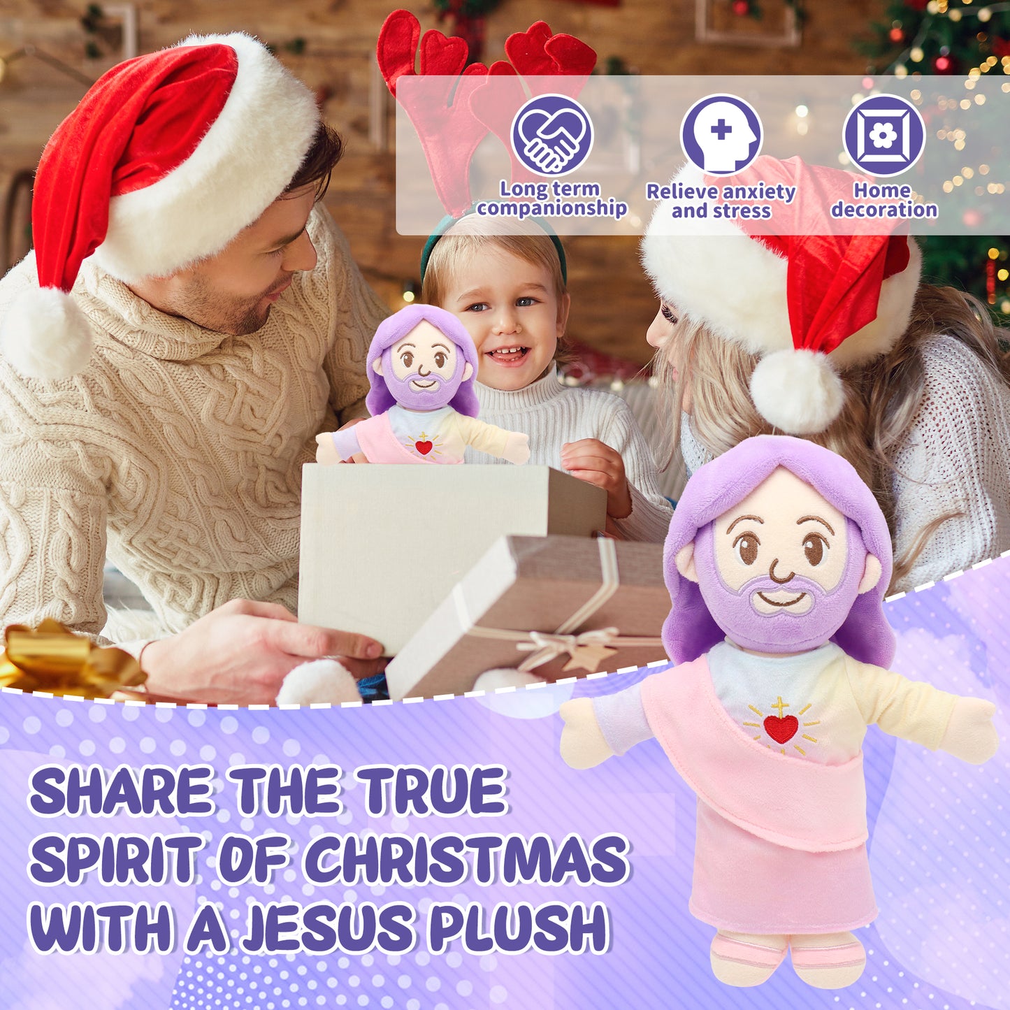 Macaron Jesus Plush Toy with Heart