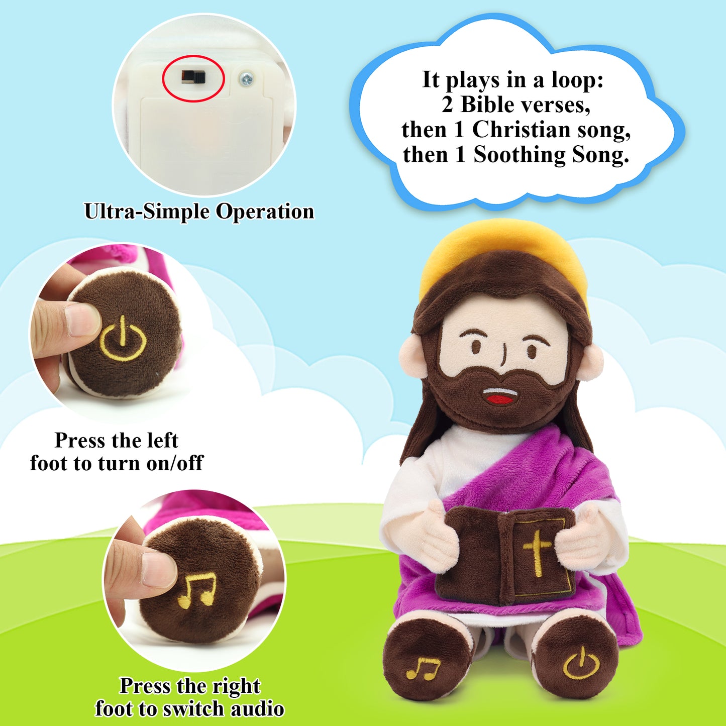 The Talking Jesus Plush Toy with Halo