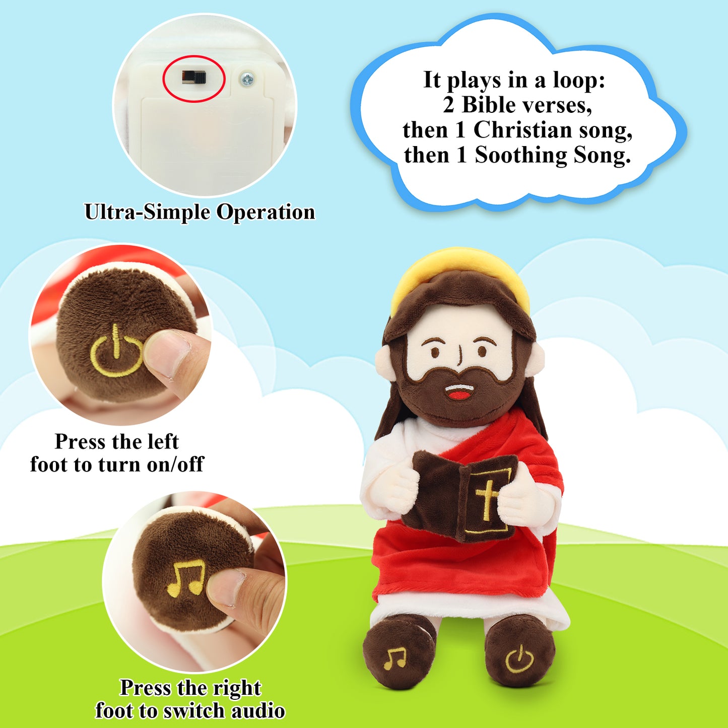 The Talking Jesus Plush Toy with Halo