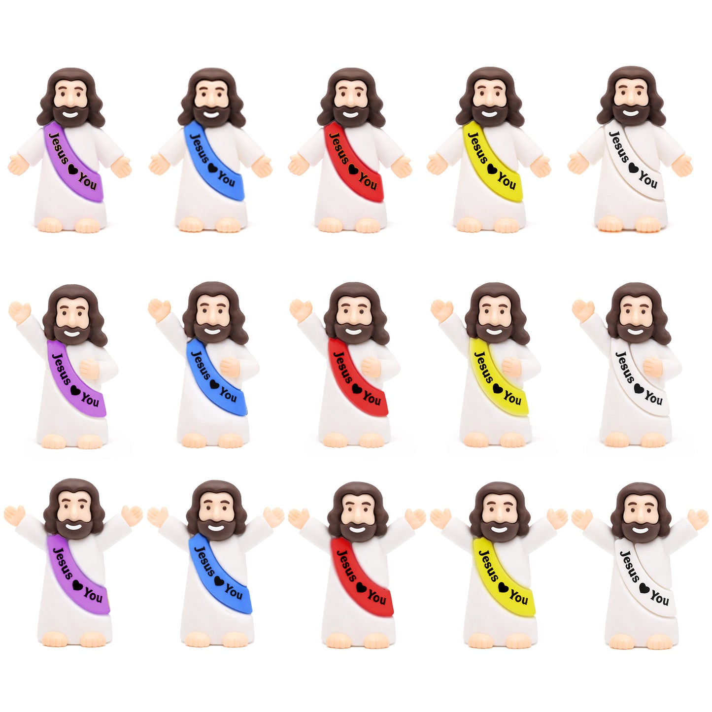 Mini Jesus Figurines- 5 Colors & 3 Poses