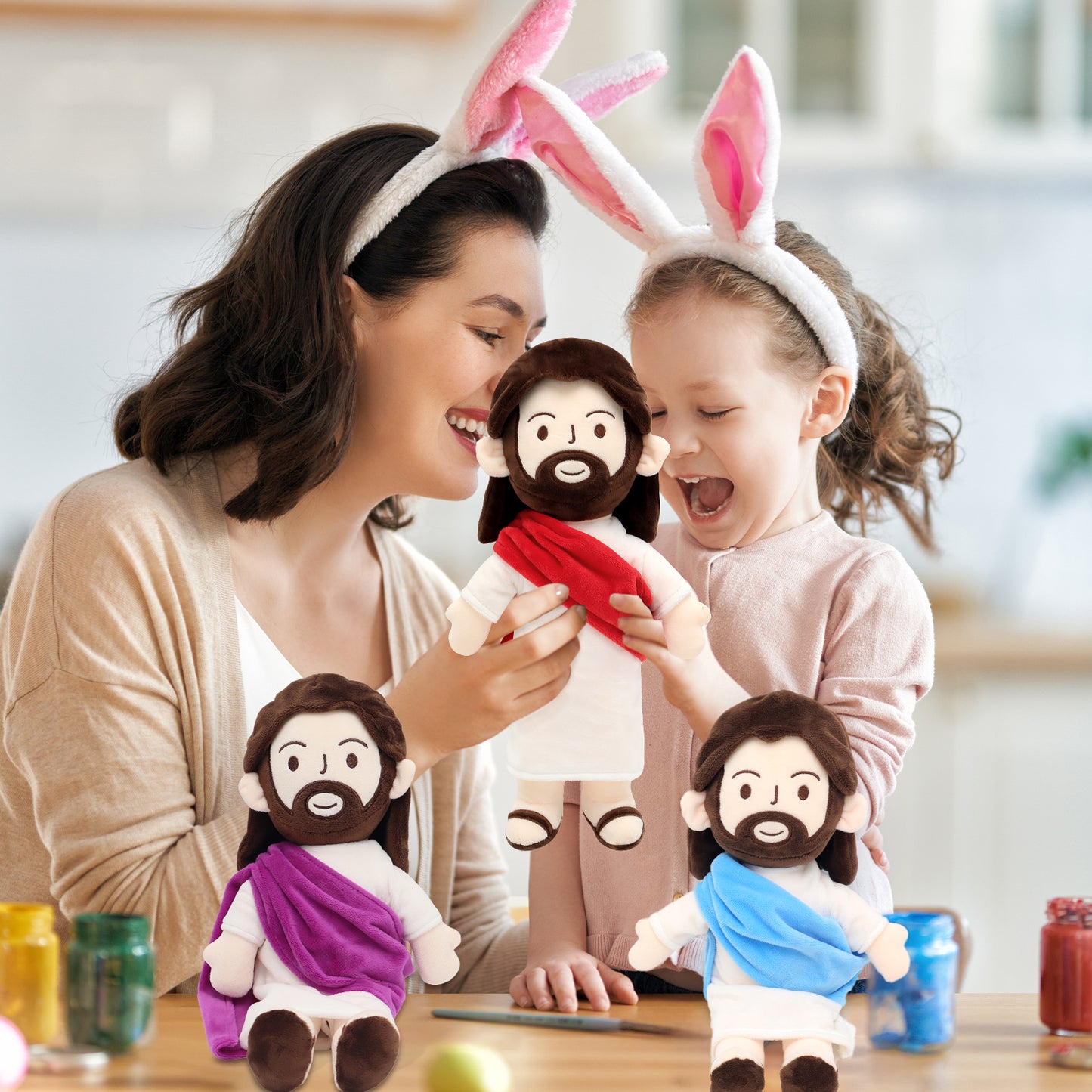Jesus Plush Toy - Purple/Red/Blue