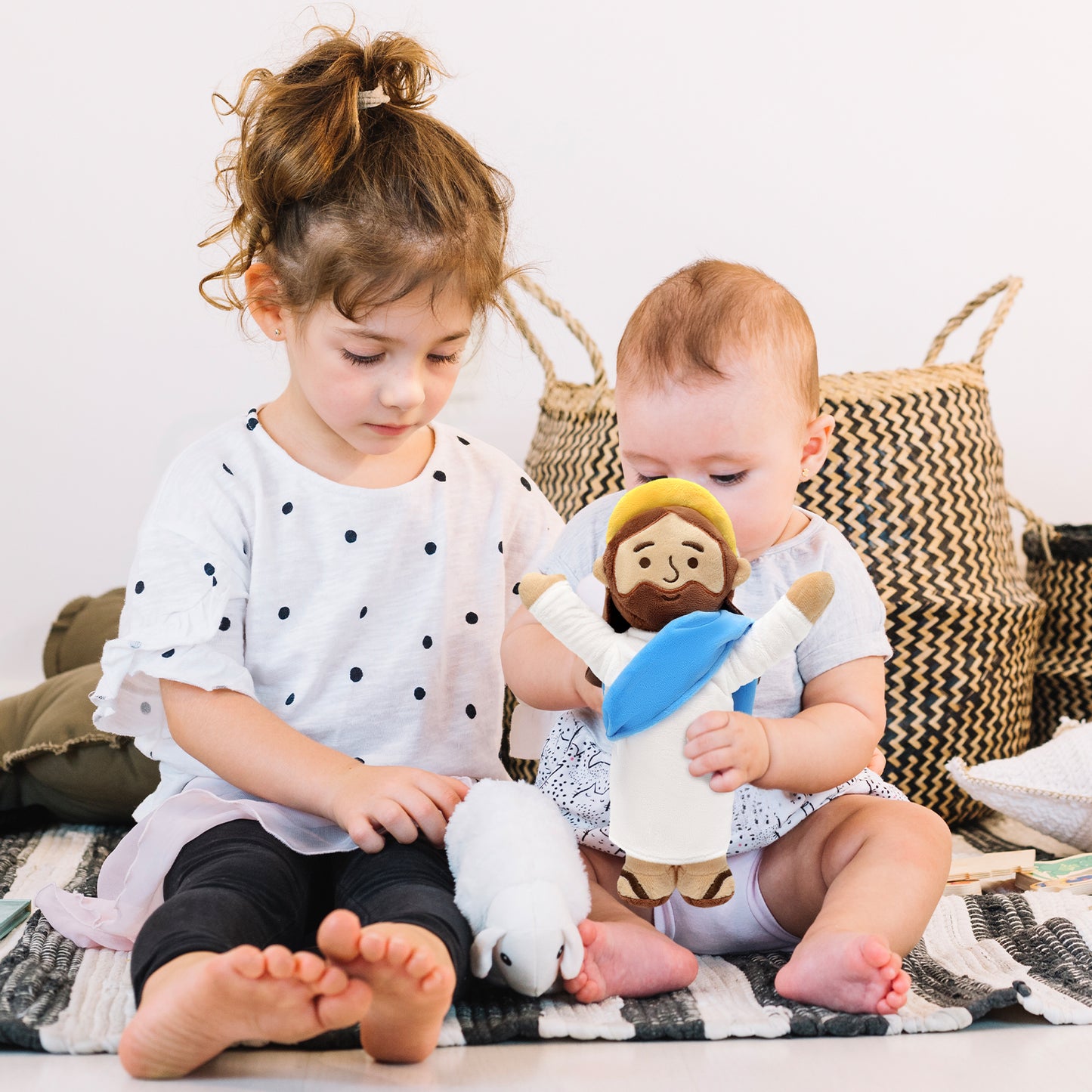Blue Jesus plush with Hands Upwards-White/Brown