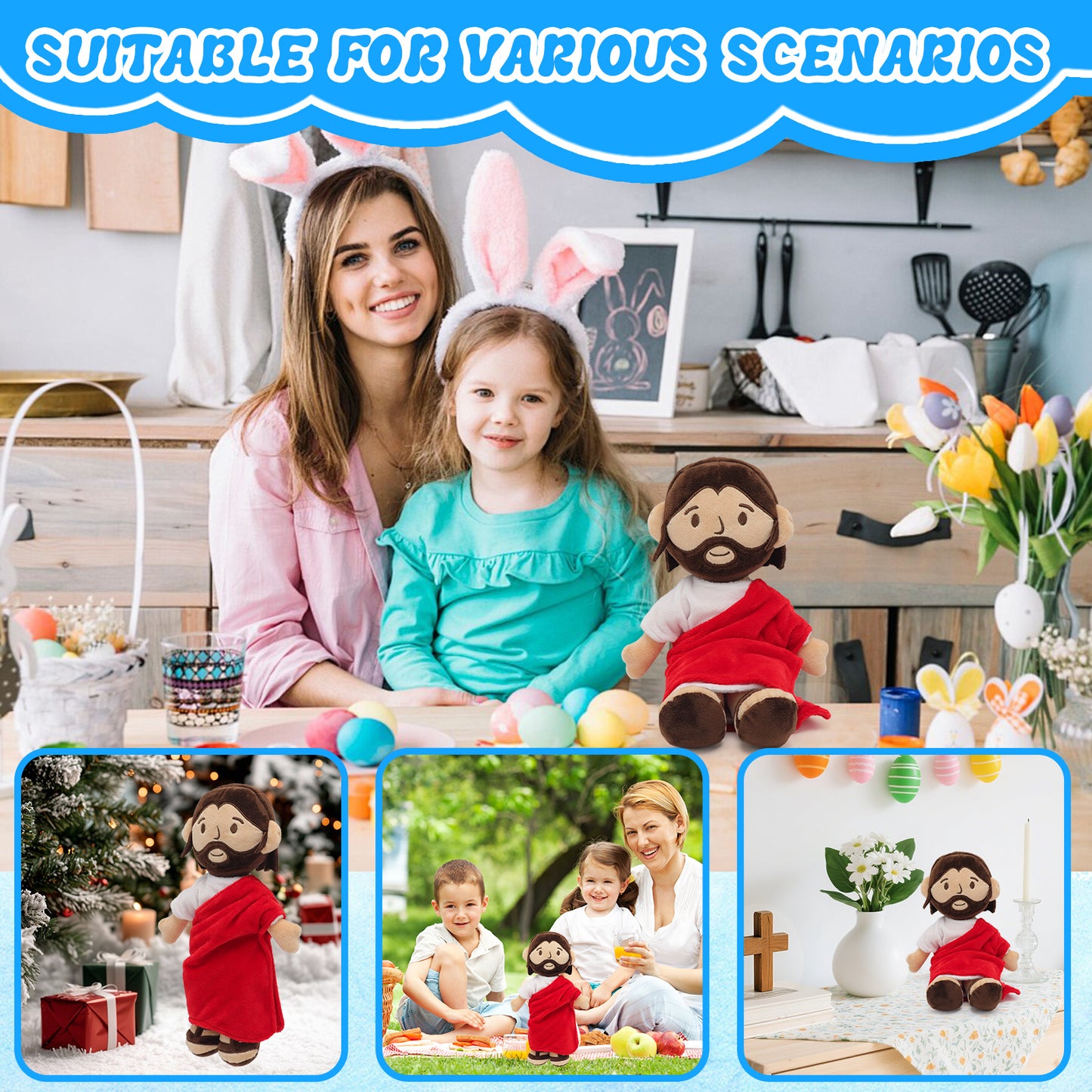 Red Jesus plush-White/Brown