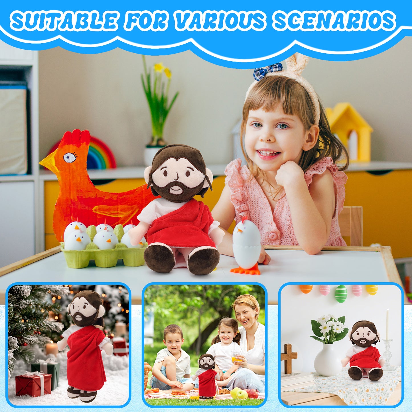 Red Jesus plush-White/Brown