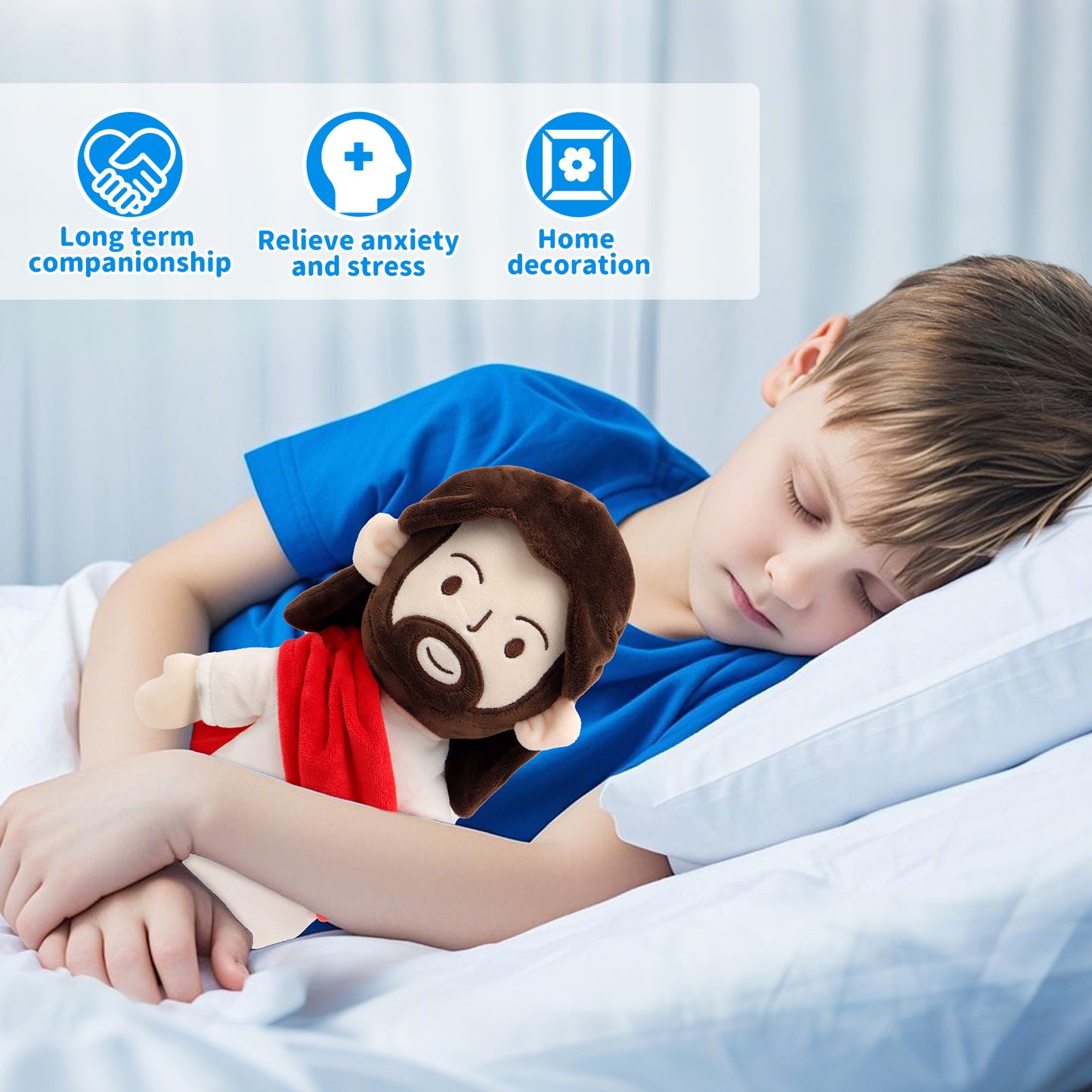Jesus Plush Toy - Purple/Red/Blue