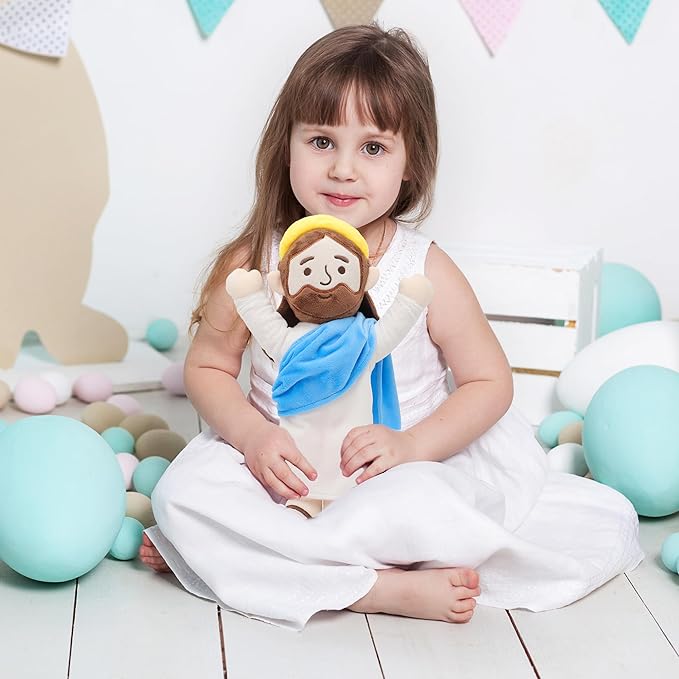 Jesus plush with Hands Upwards-Blue