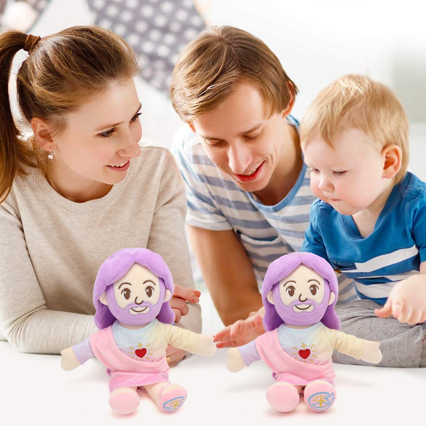 Macaron Jesus Plush Toy with Heart