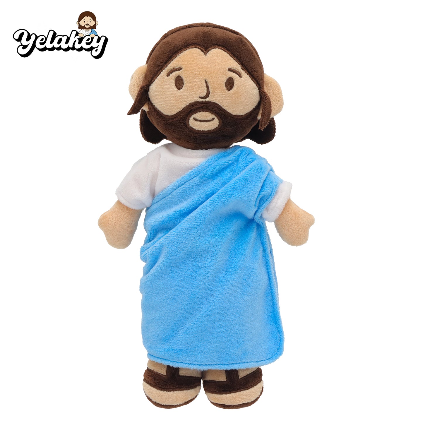 Blue Jesus Plush Toy-White/Brown