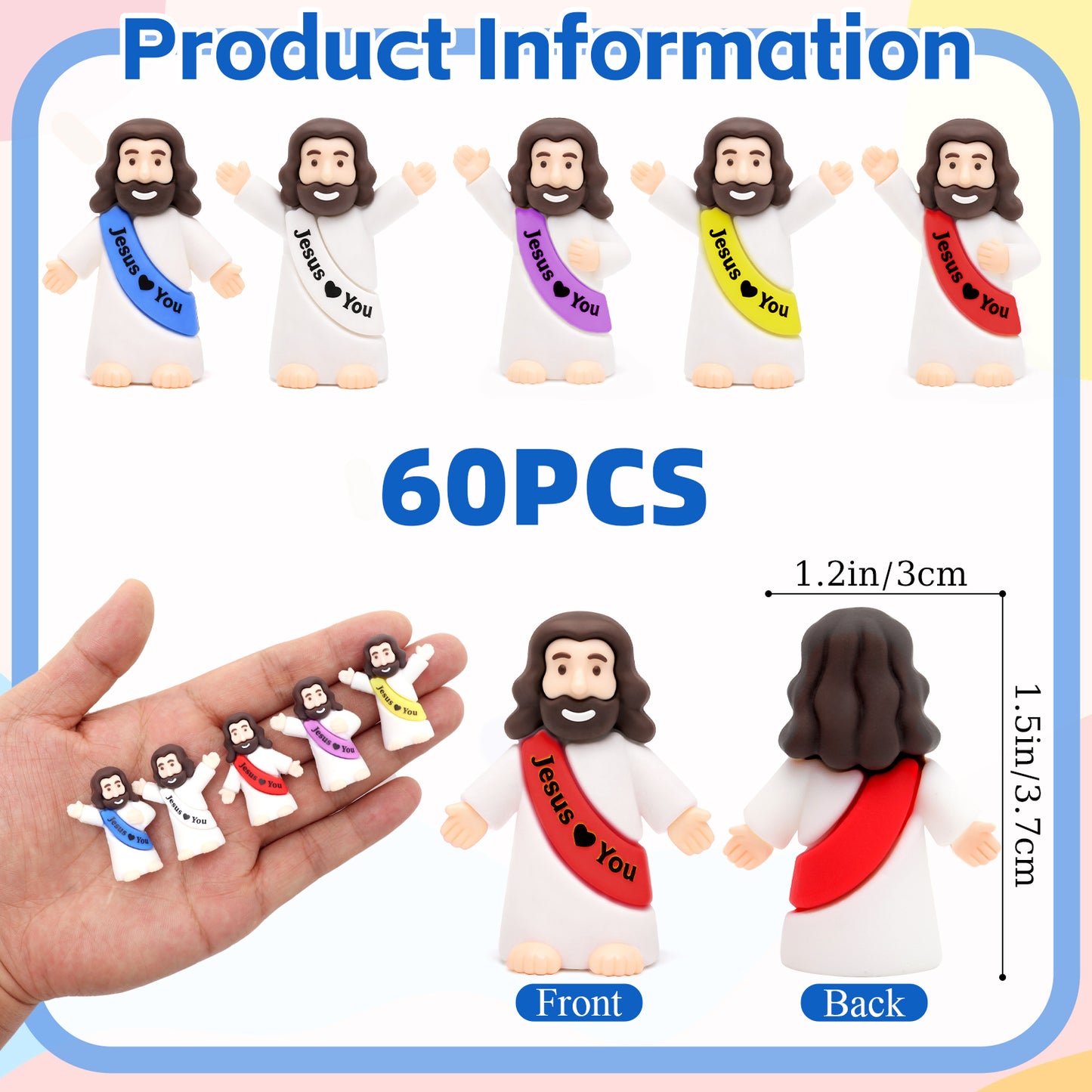 Mini Jesus Figurines- 5 Colors & 3 Poses