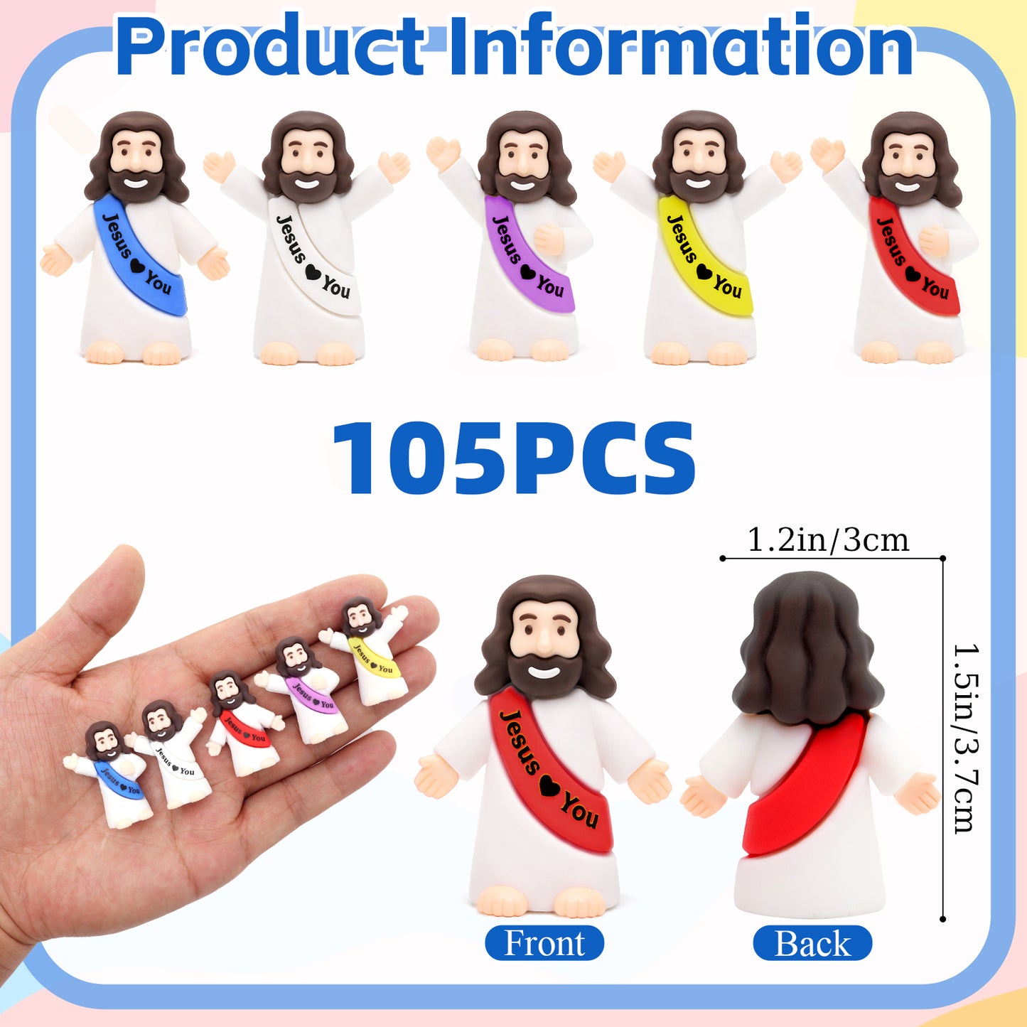 Mini Jesus Figurines- 5 Colors & 3 Poses
