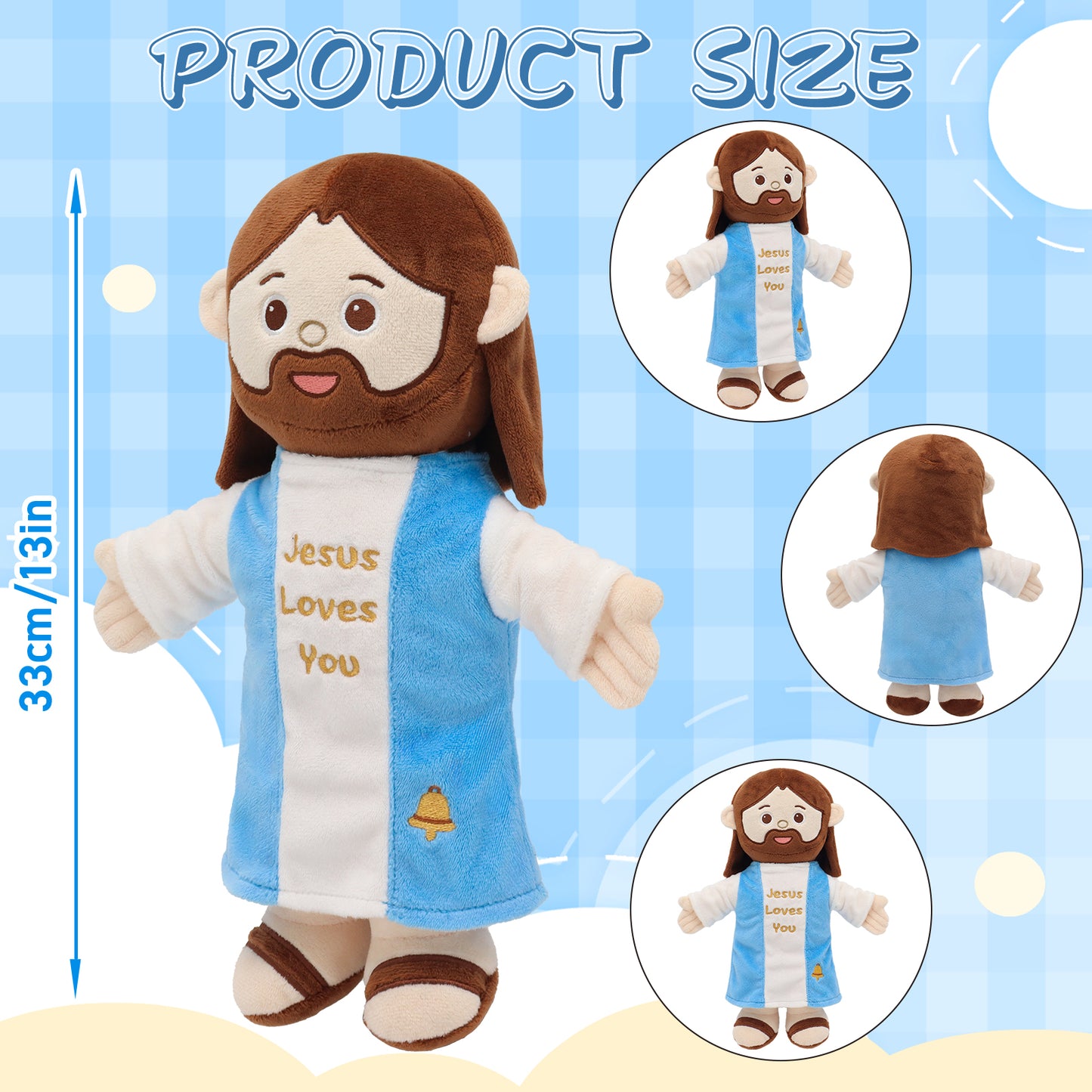 Jesus Plush Toy with Built-in Rattle