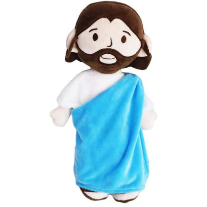 Blue Jesus Plush Toy-White/Brown