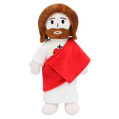 Red Sacred Heart of Jesus Plush-White/Brown